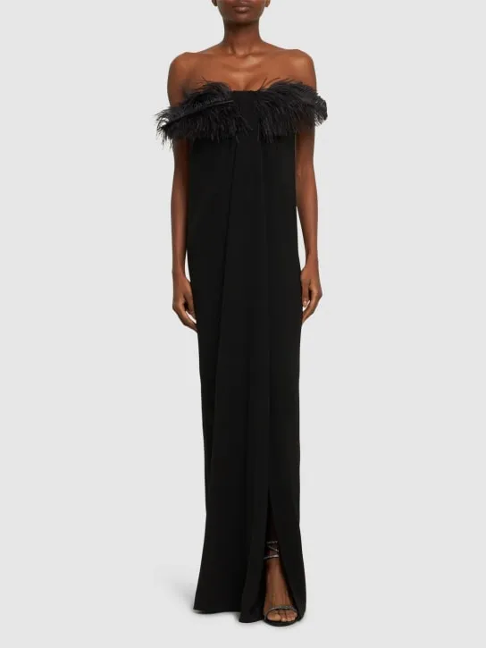 16arlington   Mirai tech crepe long dress w/feathers 