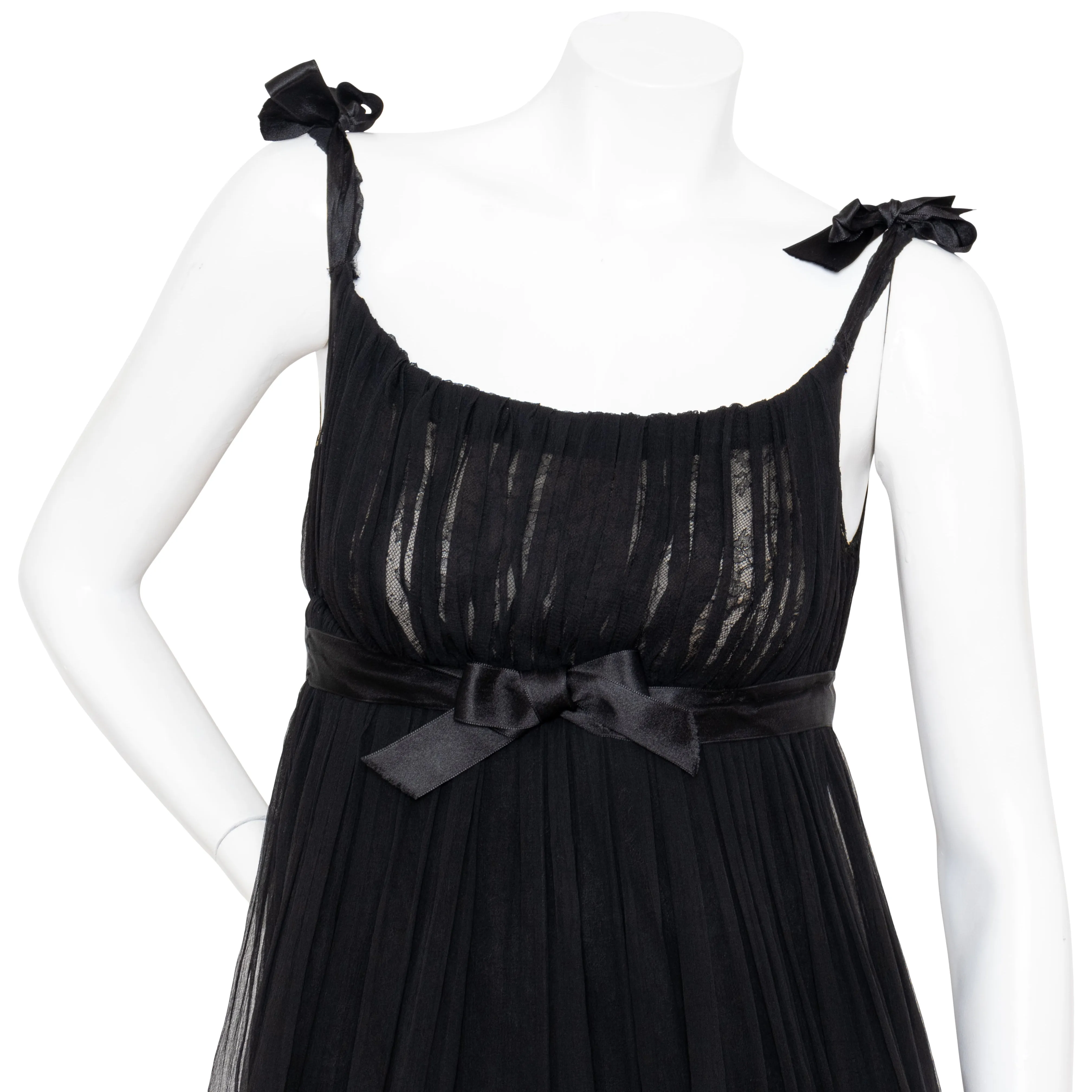 1960s Chiffon and Lace Babydoll Dress