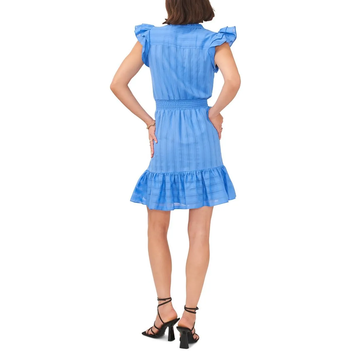 1.State Womens Ruffled V-Neck Babydoll Dress