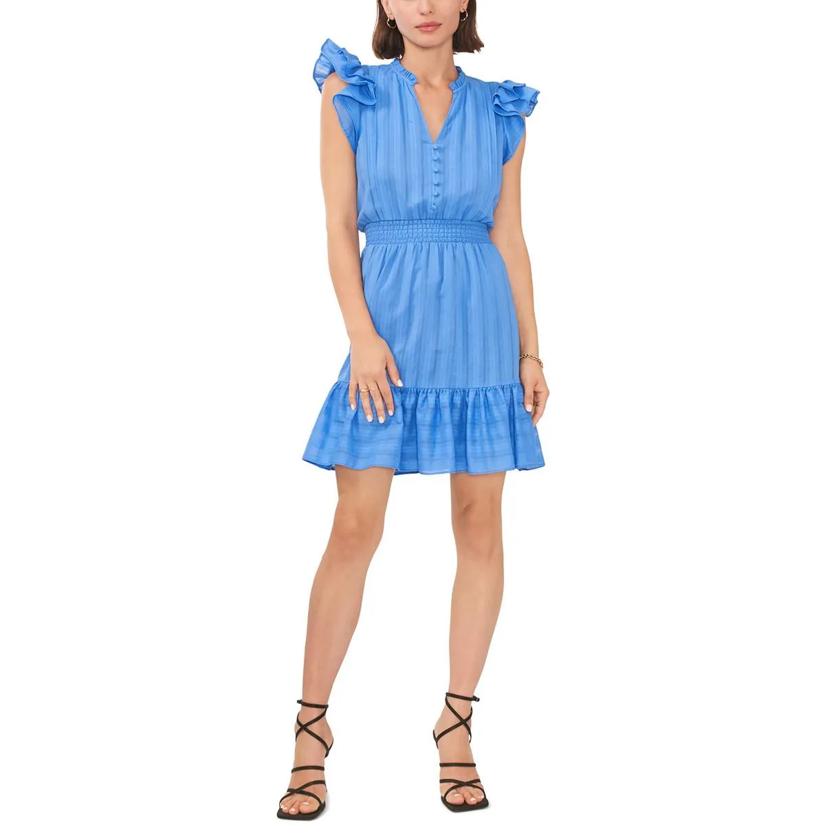 1.State Womens Ruffled V-Neck Babydoll Dress