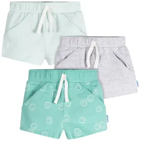 3-Pack Baby Neutral Smiley Faces Shorts