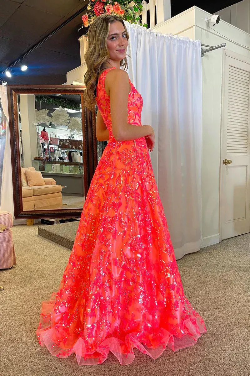 A-Line One Shoulder Sequin Lace Long Prom Dresses,BD93266