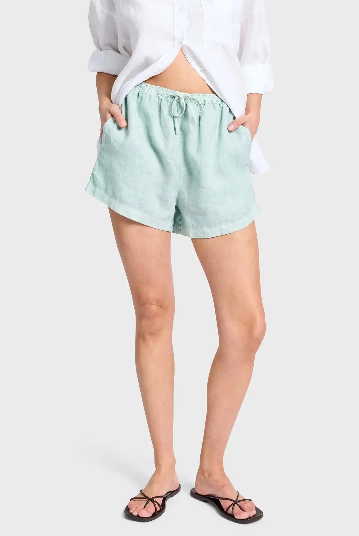 ACADEMY BRAND - Rivera Linen Short - Aquamarine