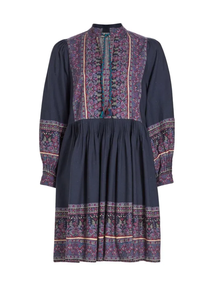 Adella Sea Print Tunic Dress, Purple