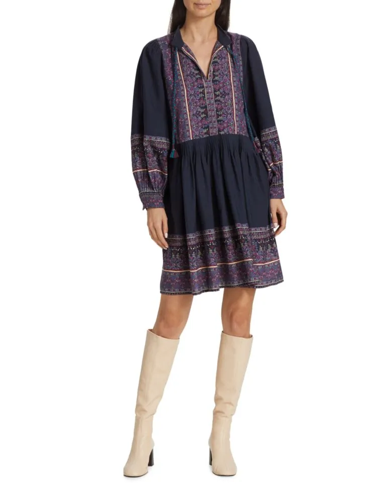 Adella Sea Print Tunic Dress, Purple