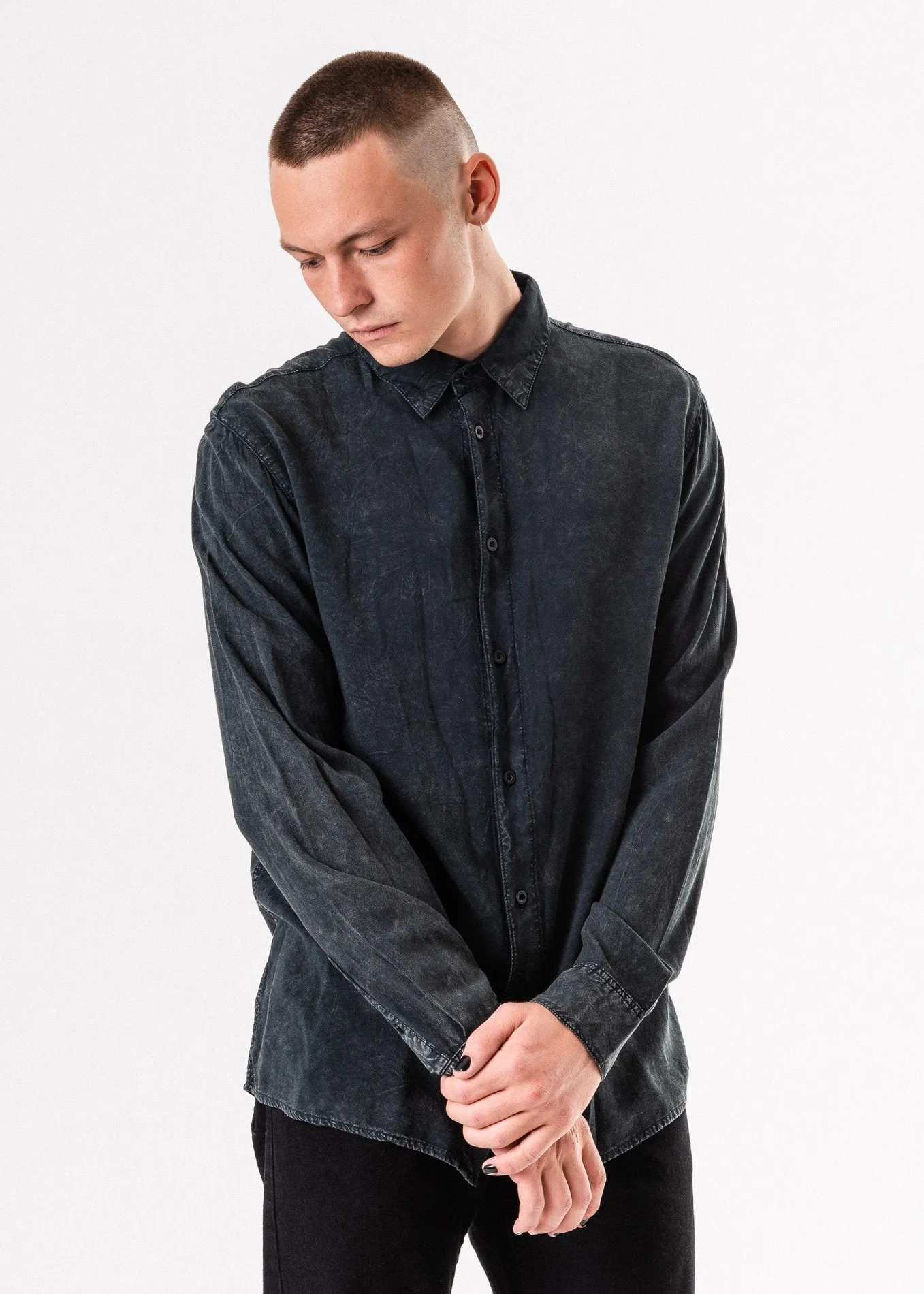 Afends Mens Coal - Long Sleeve Shirt