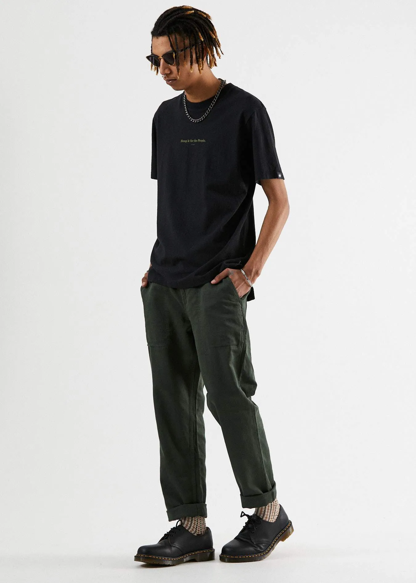 Afends Mens Ninety Twos - Hemp Relaxed Fit Chino Pant - Military