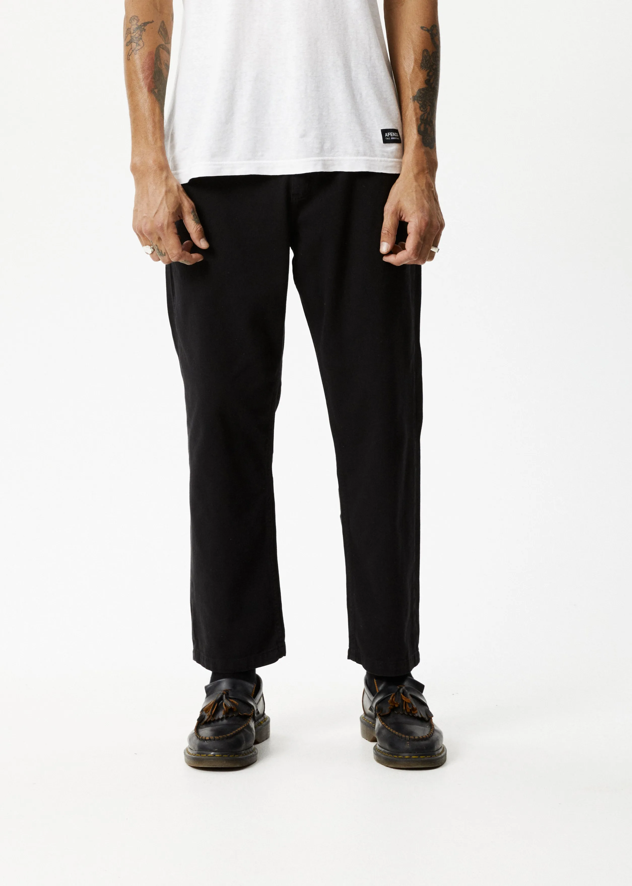 Afends Mens Ninety Twos - Recycled Twill Relaxed Pants - Black