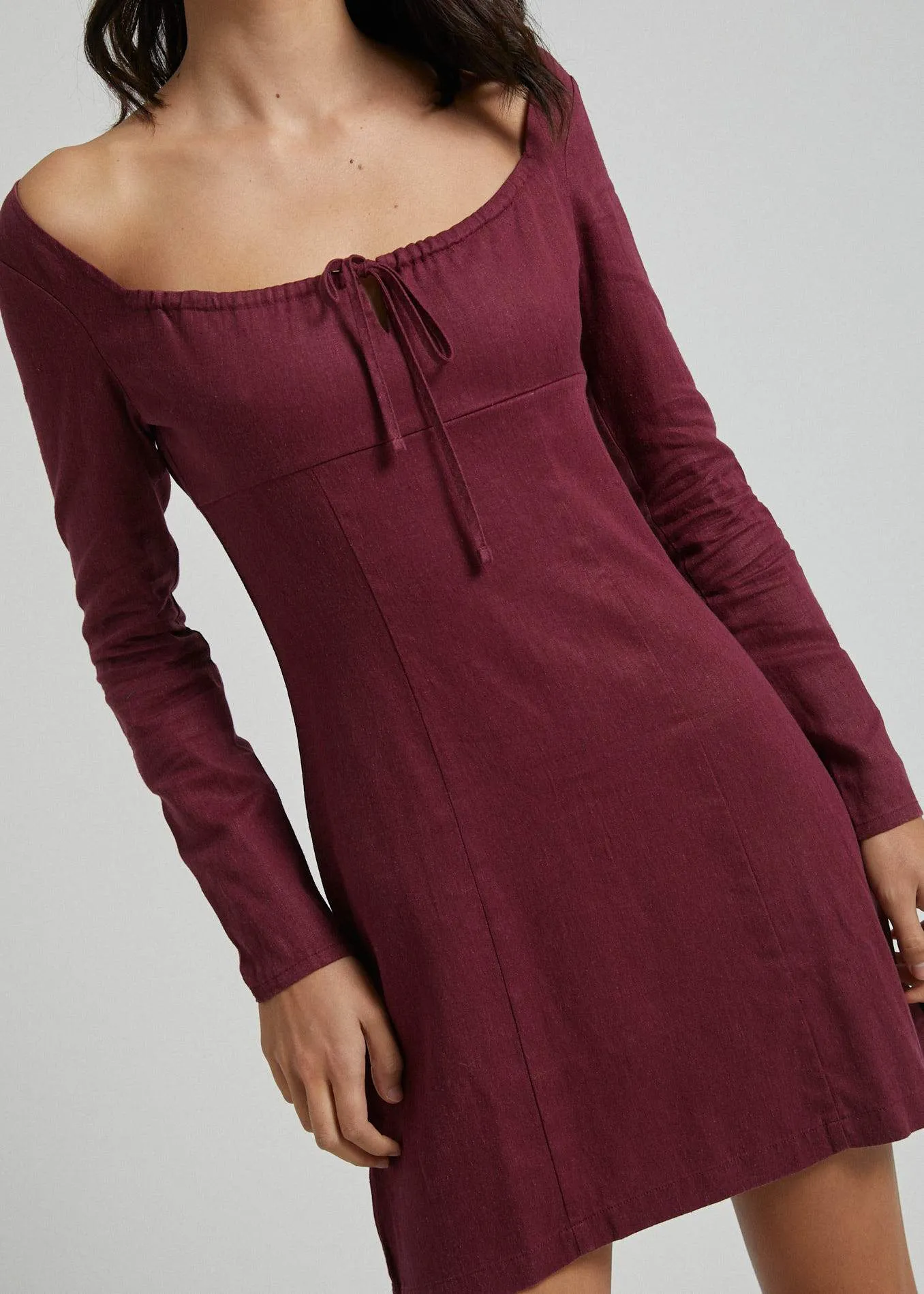 Afends Womens Ren - Hemp Long Sleeve Dress - Port