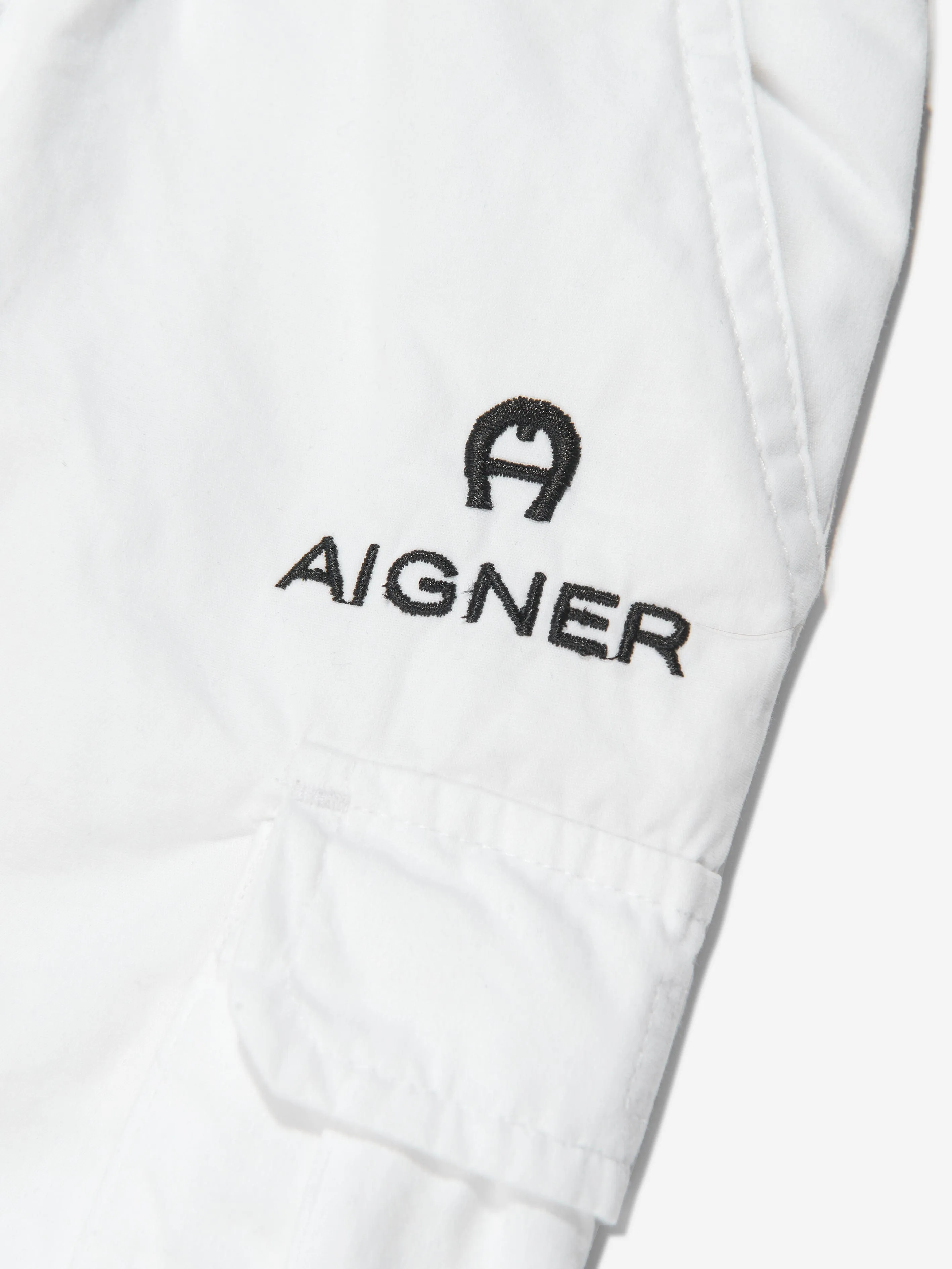 Aigner Boys Embroidered Bermuda Shorts in White