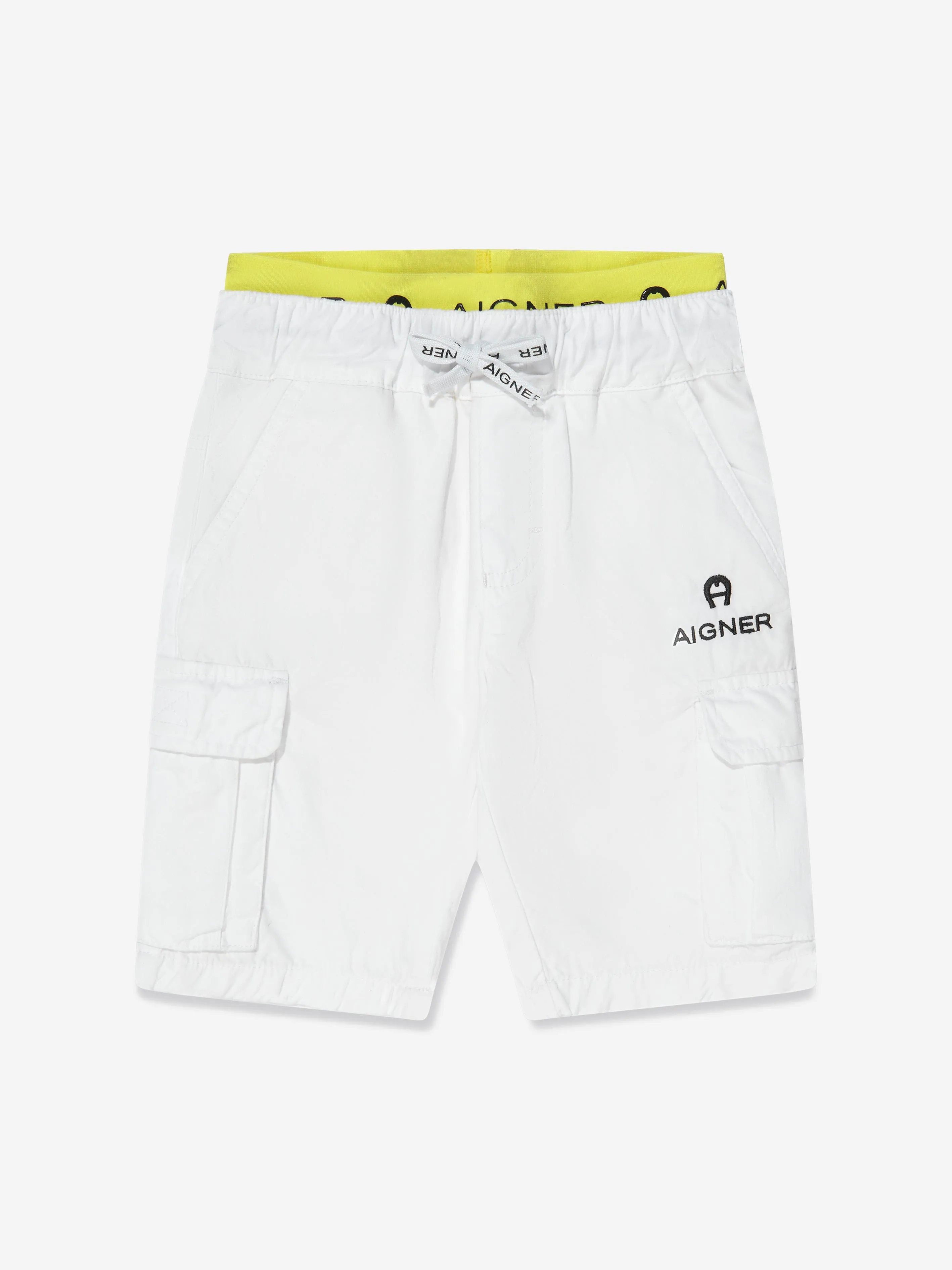 Aigner Boys Embroidered Bermuda Shorts in White