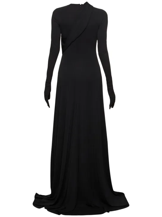 Alessandro Vigilante   Fluid jersey long sleeve long dress 