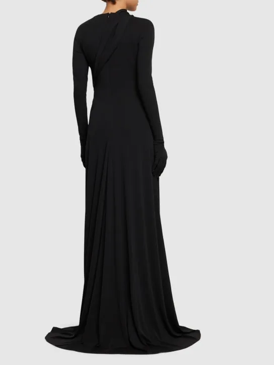 Alessandro Vigilante   Fluid jersey long sleeve long dress 