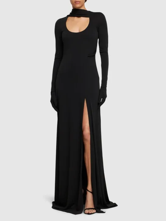 Alessandro Vigilante   Fluid jersey long sleeve long dress 