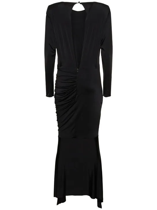 Alexandre Vauthier   Draped satin l/s open back long dress 