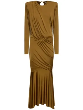 Alexandre Vauthier   Draped satin l/s open back long dress 