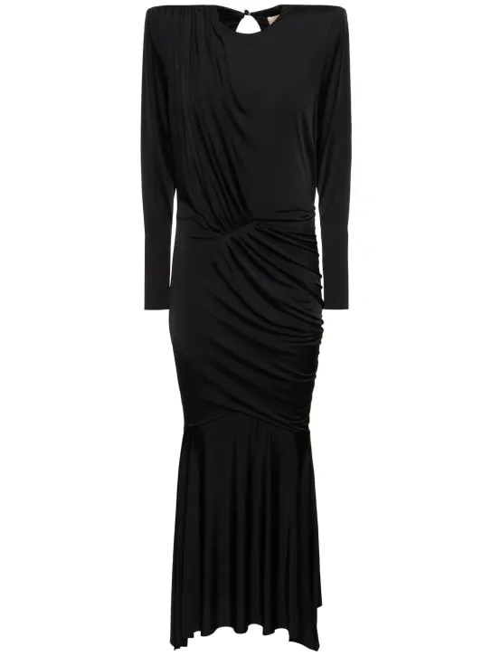 Alexandre Vauthier   Draped satin l/s open back long dress 