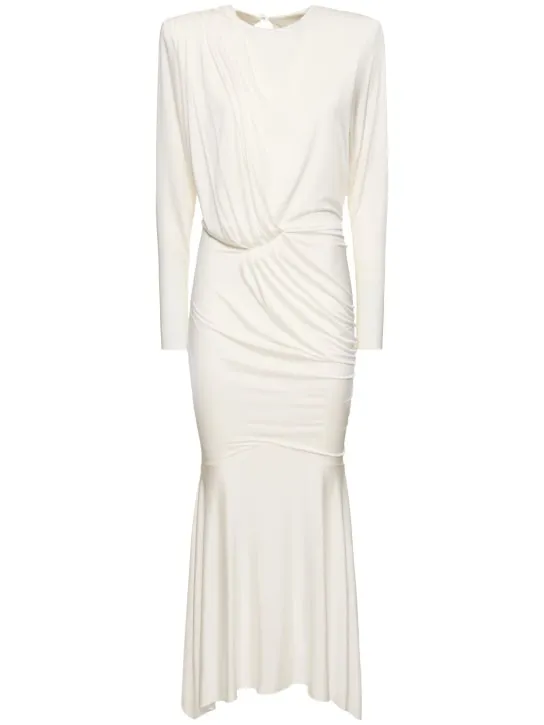 Alexandre Vauthier   Satin draped l/s open back long dress 