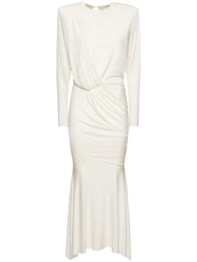 Alexandre Vauthier   Satin draped l/s open back long dress 