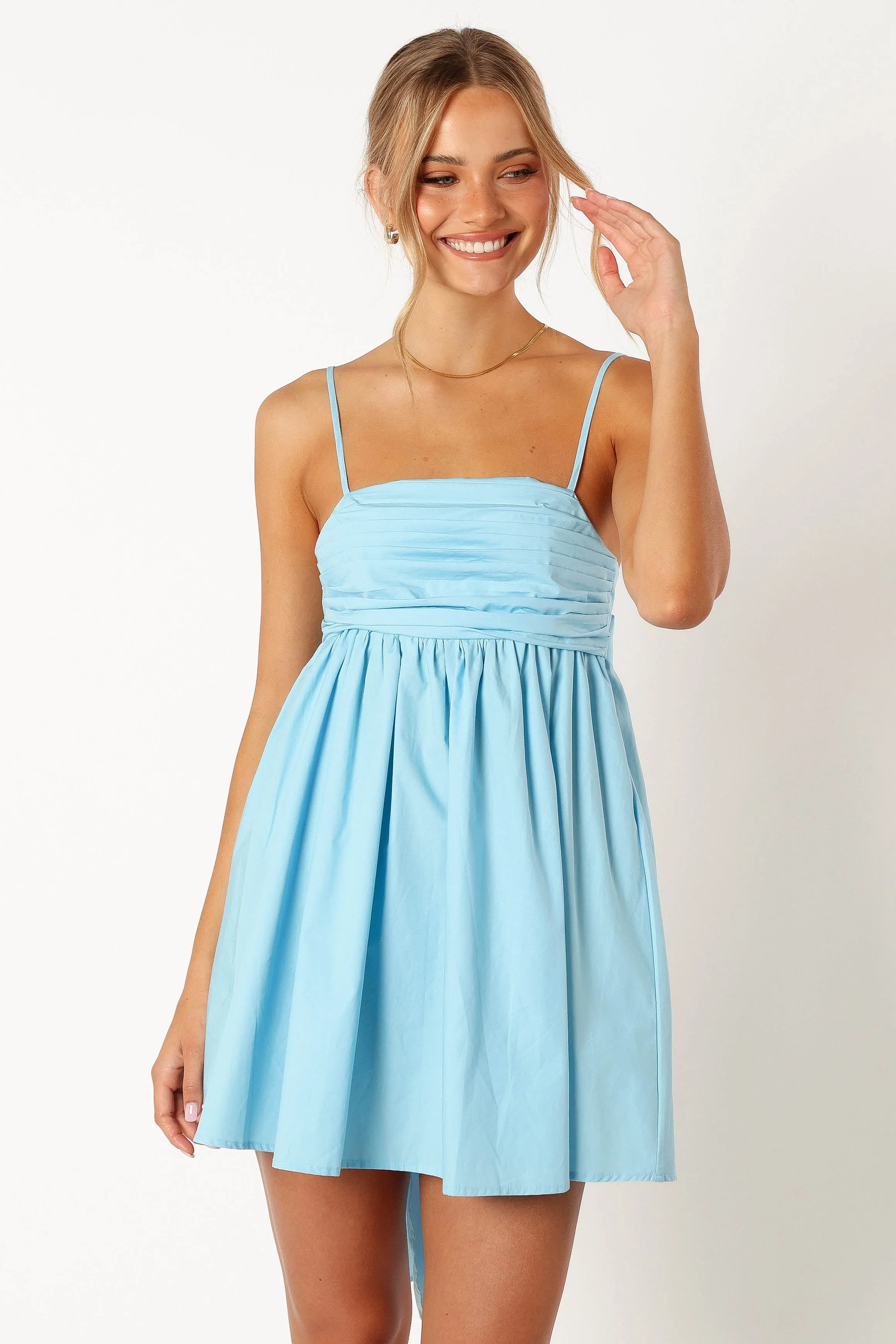 Alice Bow Back Mini Dress - Blue