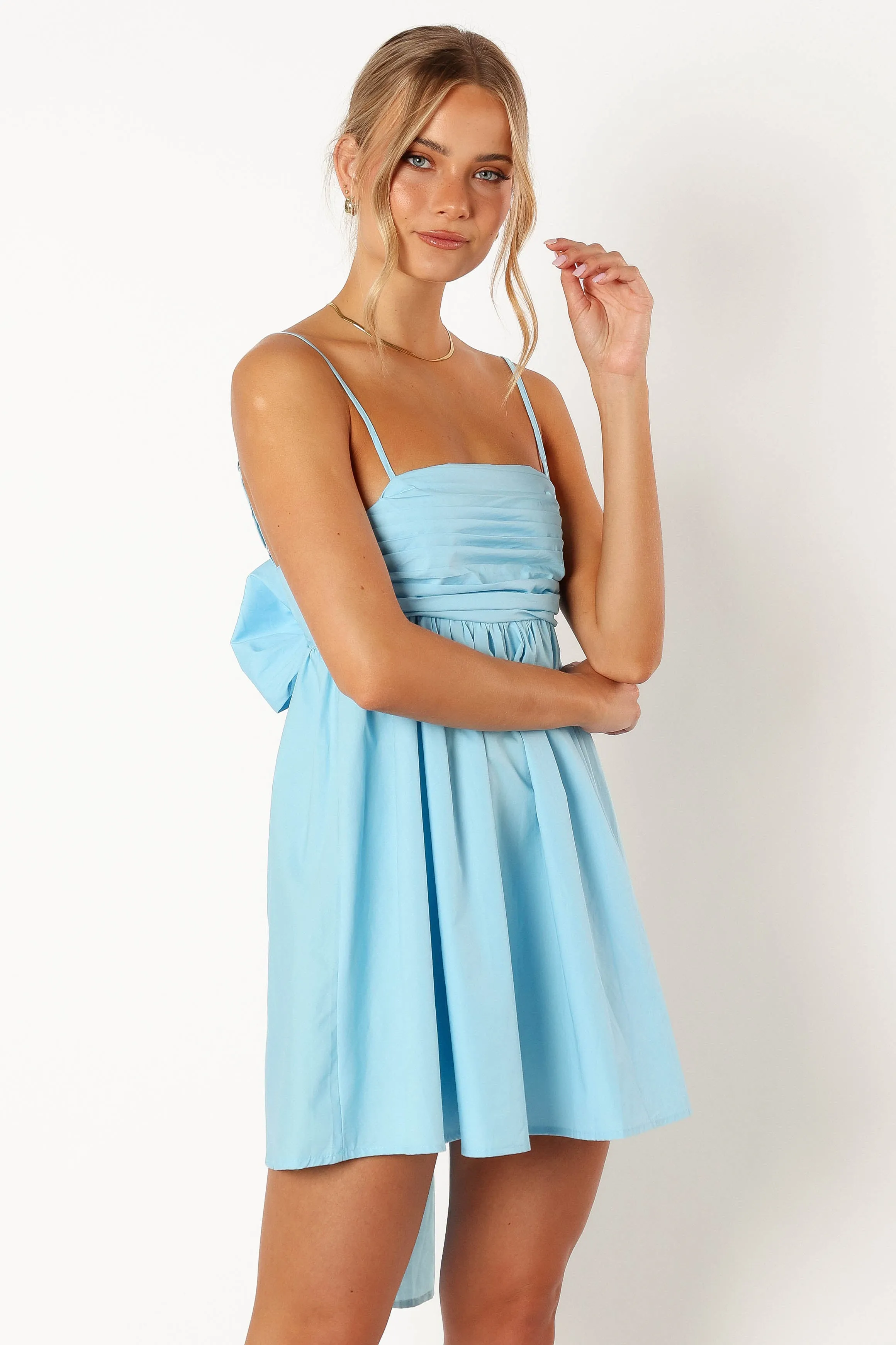 Alice Bow Back Mini Dress - Blue