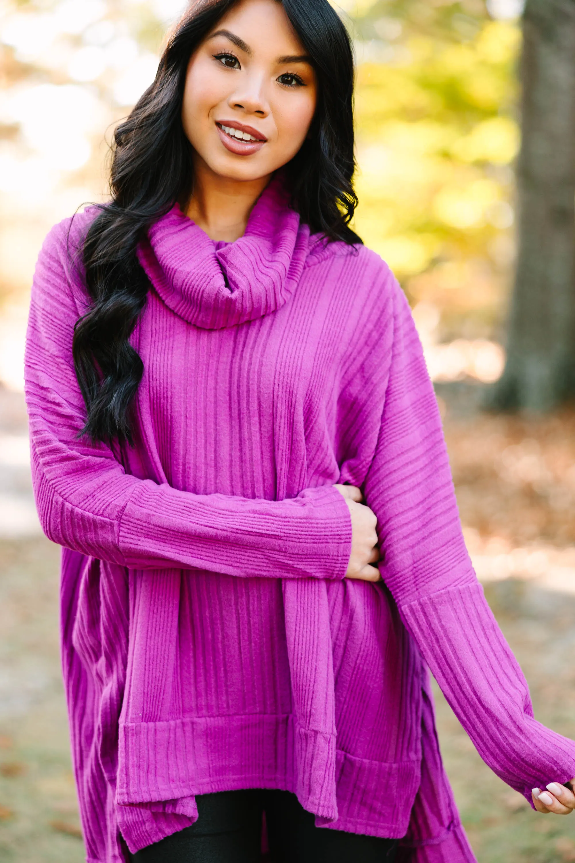 All Worth It Magenta Purple Ribbed Tunic