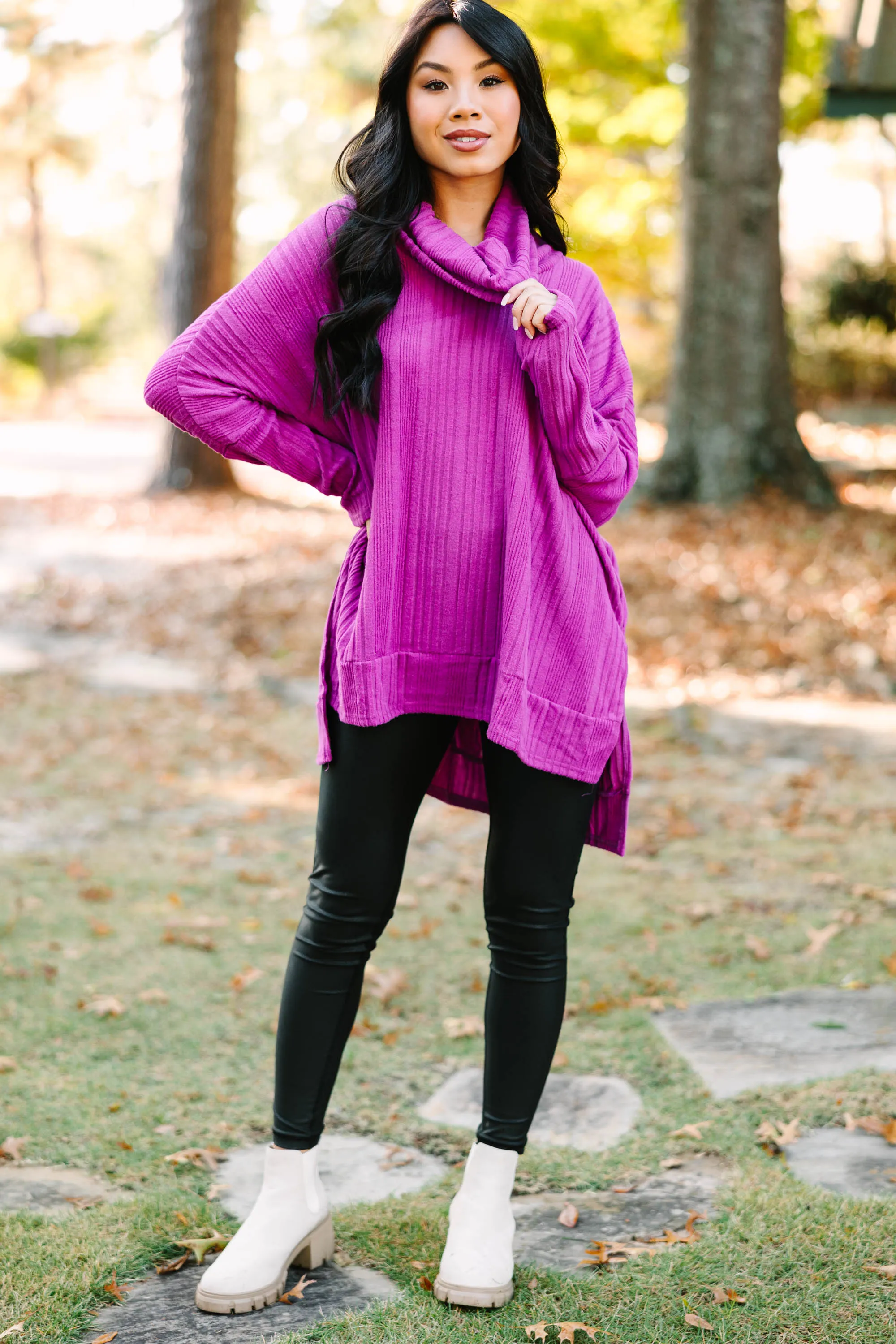 All Worth It Magenta Purple Ribbed Tunic