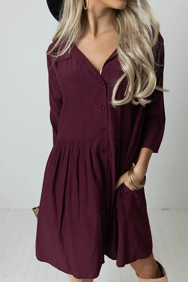 Always On Time Babydoll Tunic Dress In Maroon