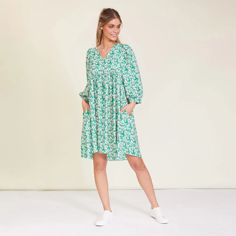 Alyssa Dress (Green Floral)