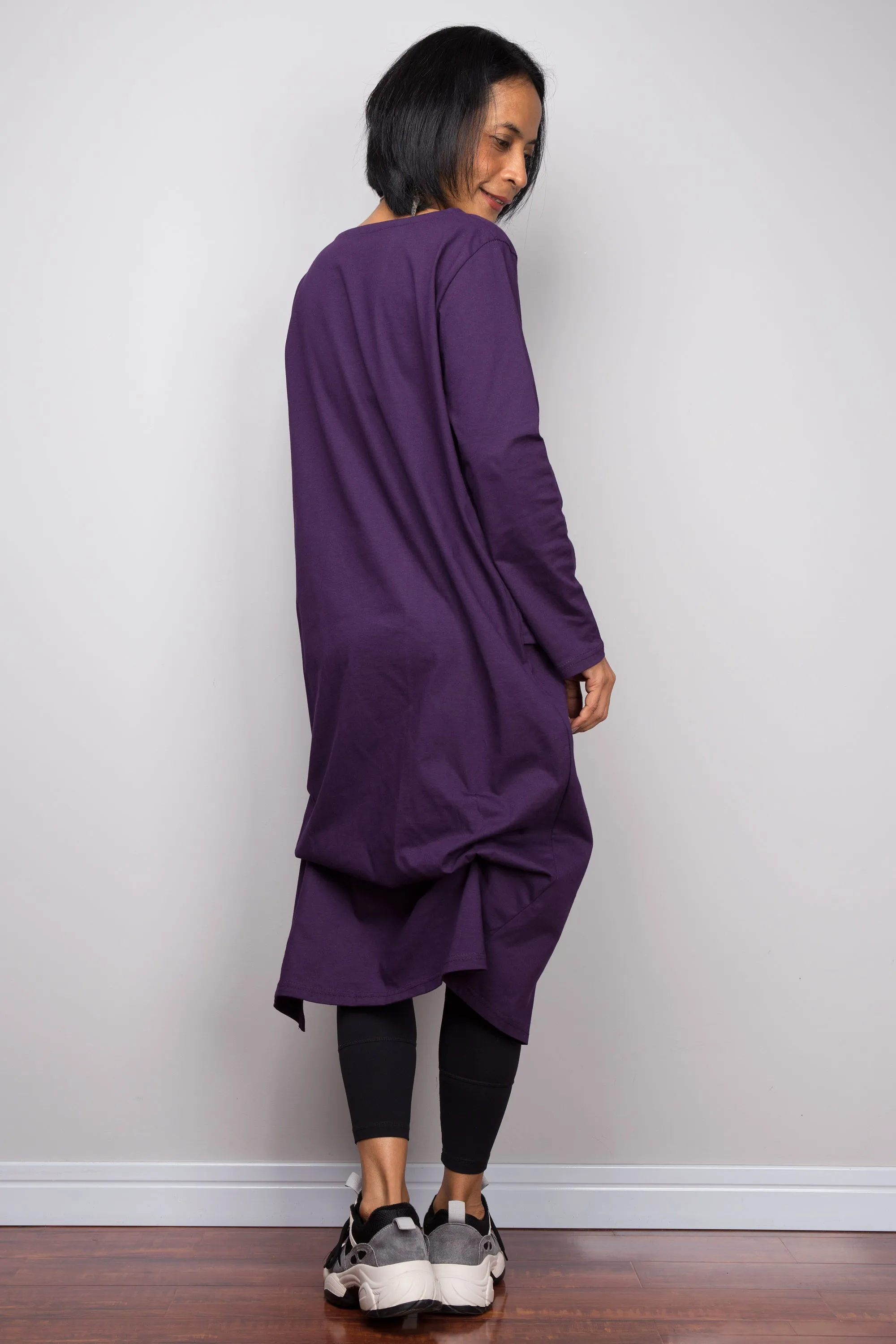 Asymmetrical purple tunic dress