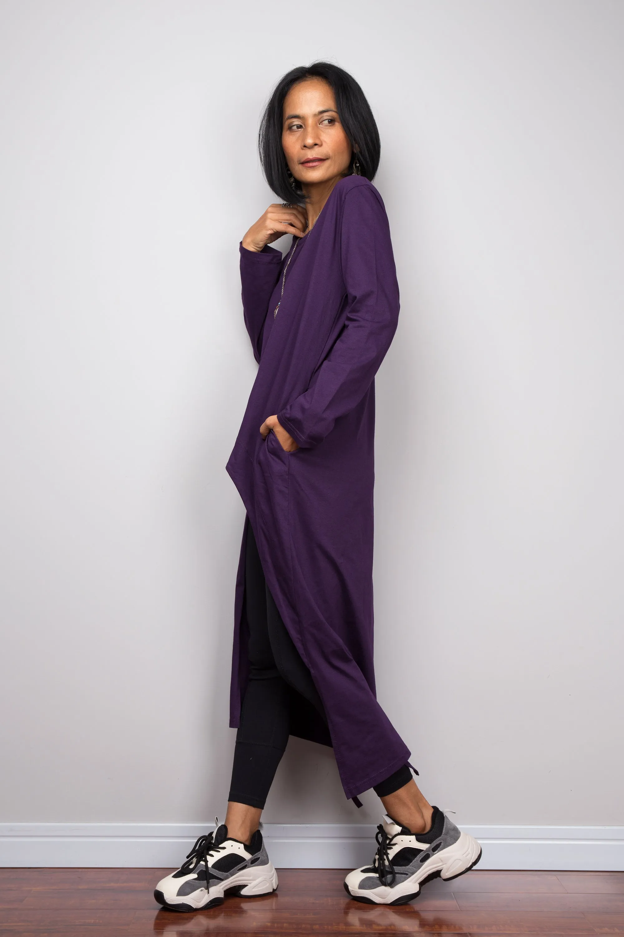 Asymmetrical purple tunic dress