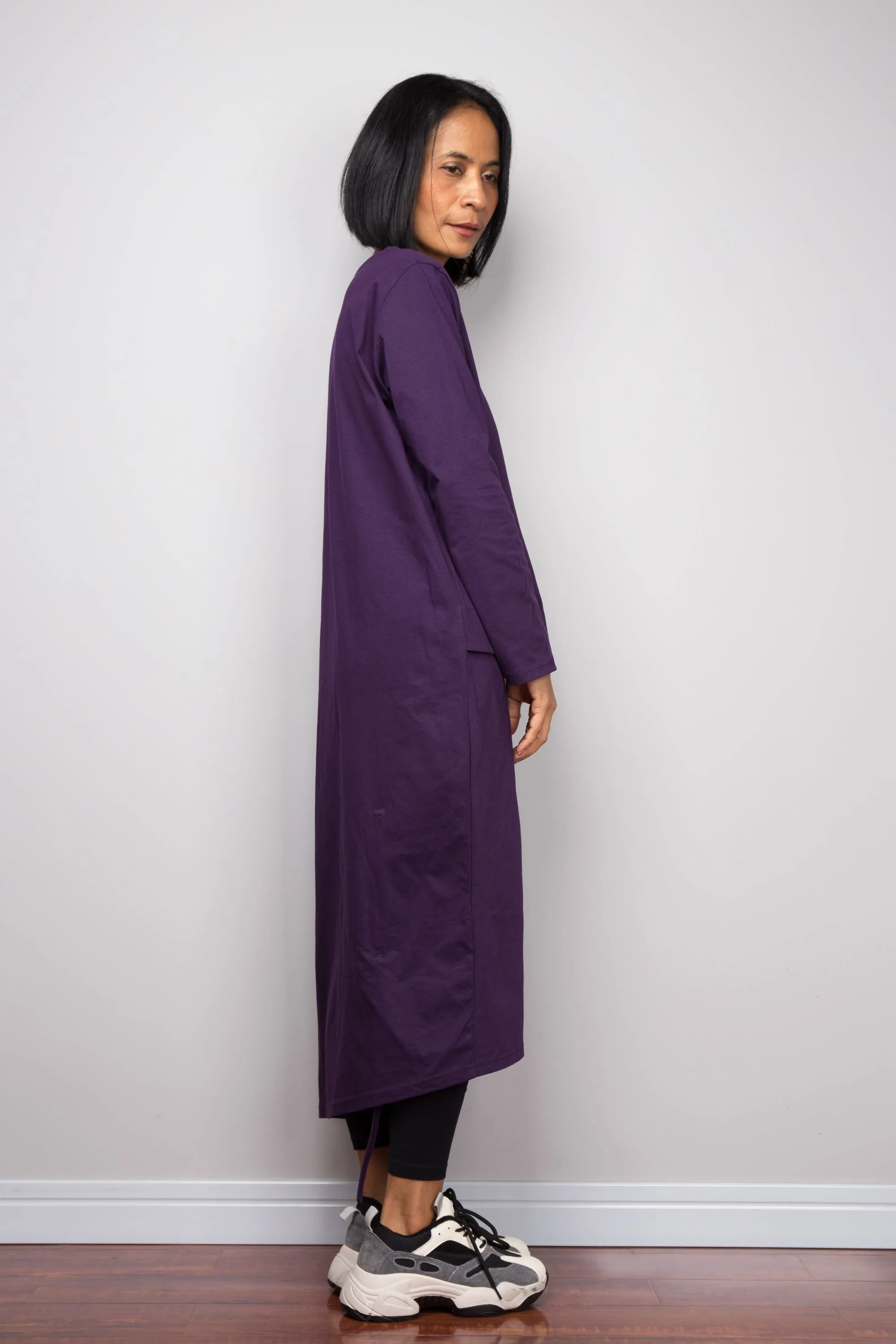 Asymmetrical purple tunic dress