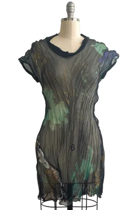 Athena Tunic w/ Collar Azalea Print - Black, Gold, Green & Purple