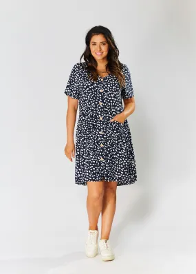 Babydoll Dress - Navy Cheetah