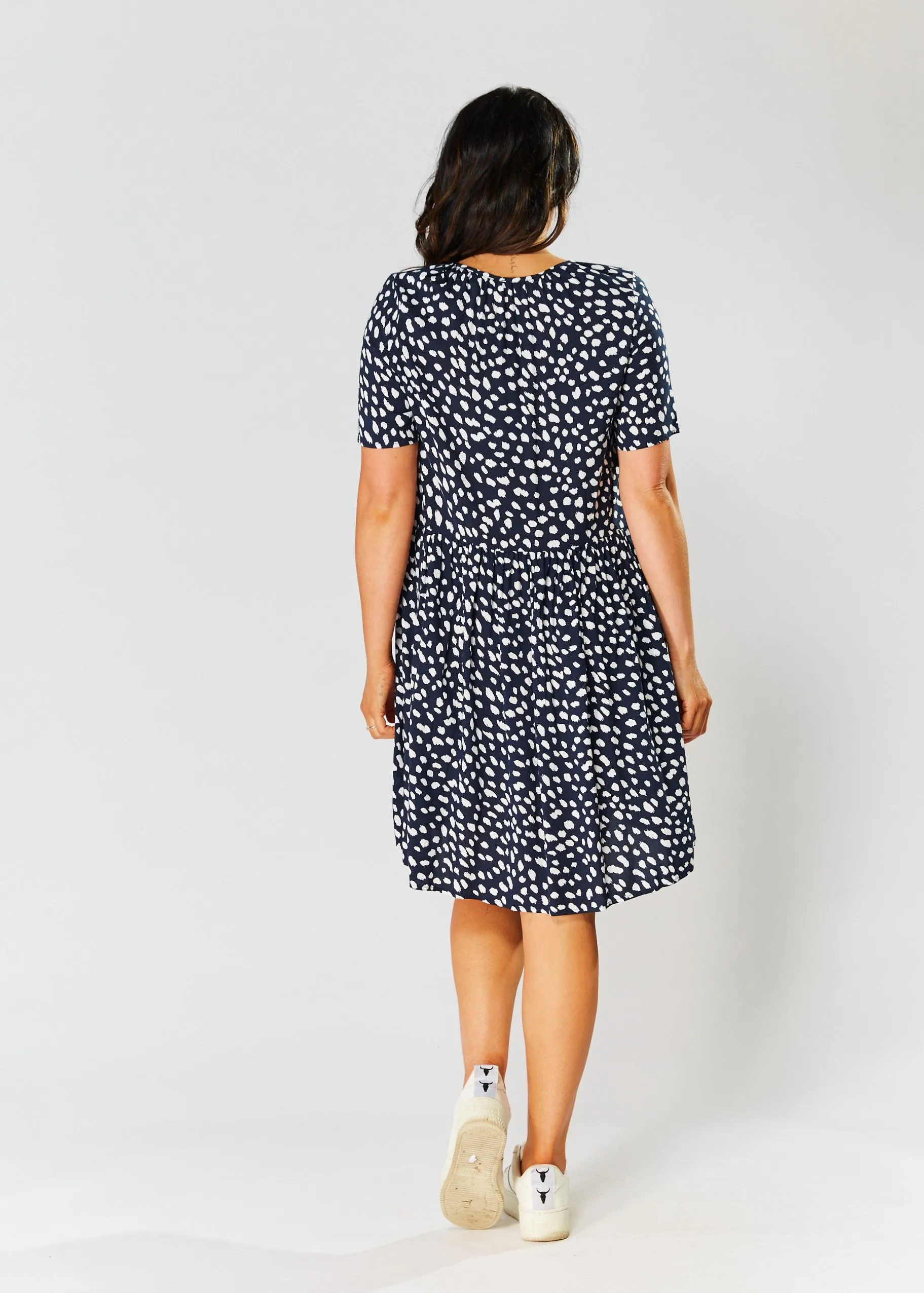 Babydoll Dress - Navy Cheetah