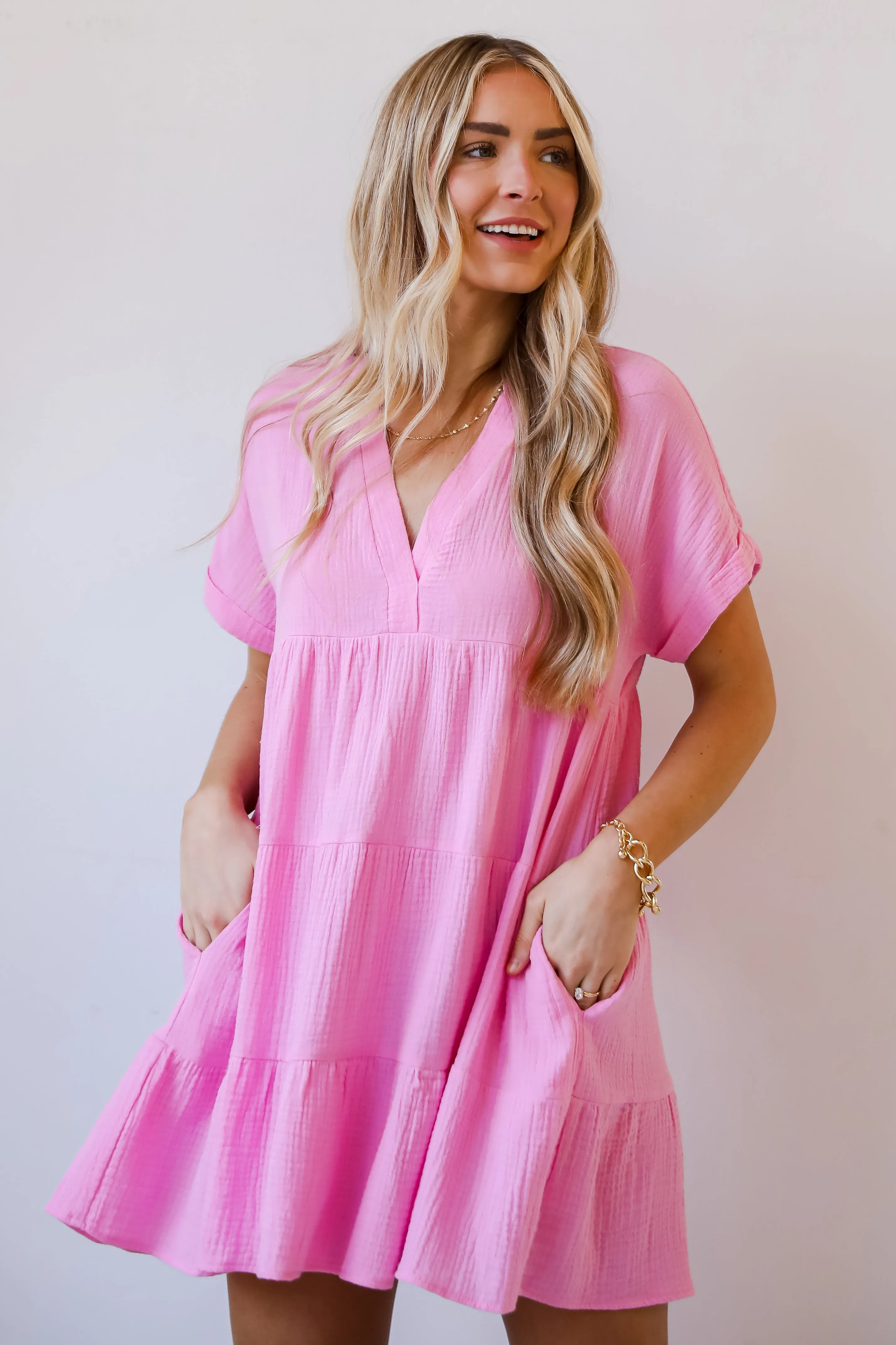 Blissful Oasis Linen Babydoll Mini Dress