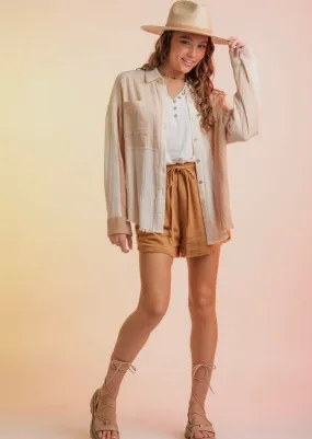 Boho Babe Mini Shorts in Camel