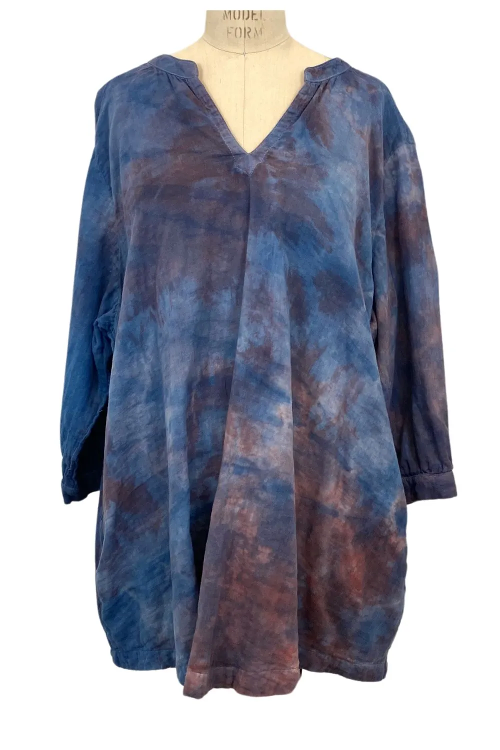 Botanically Dyed Cotton Tunic in Purple Blue