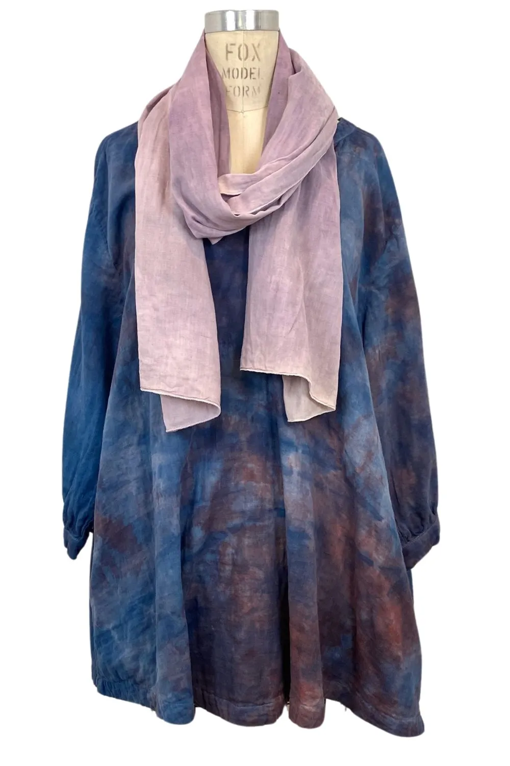 Botanically Dyed Cotton Tunic in Purple Blue