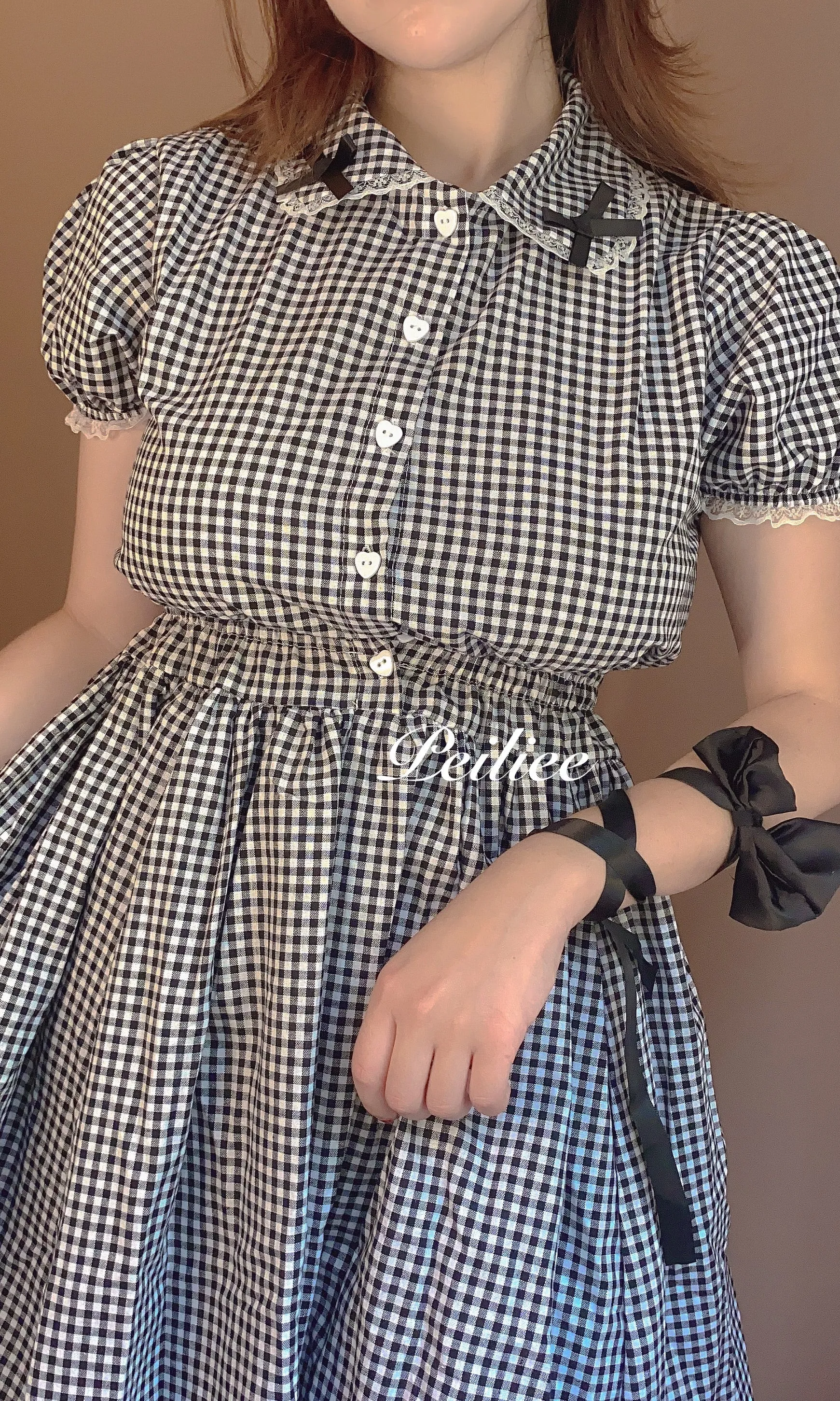 [By Peiliee] Afternoon Tea At Tiffany Gingham Babydoll Mini Dress Lolita 1997 style