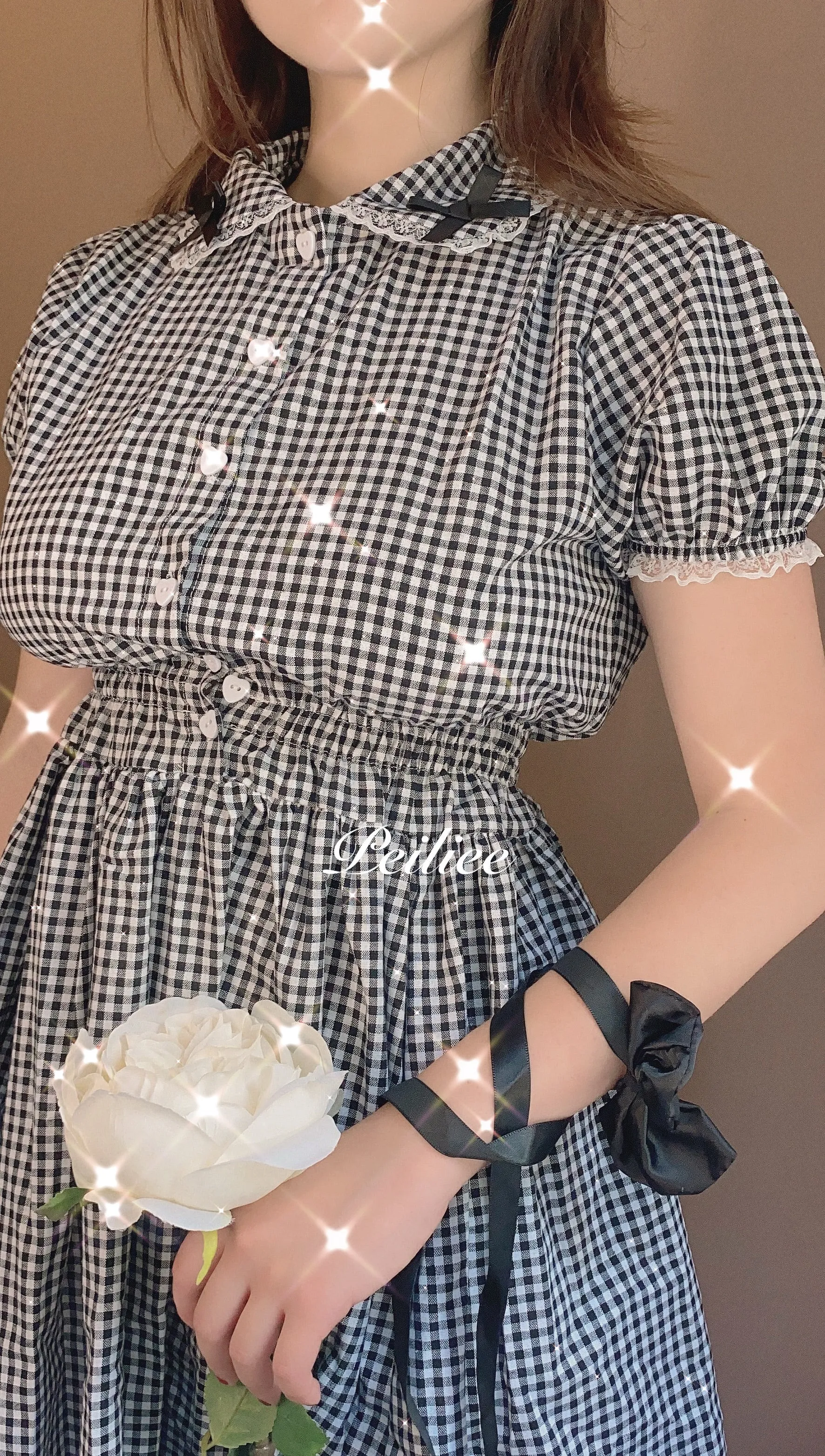 [By Peiliee] Afternoon Tea At Tiffany Gingham Babydoll Mini Dress Lolita 1997 style