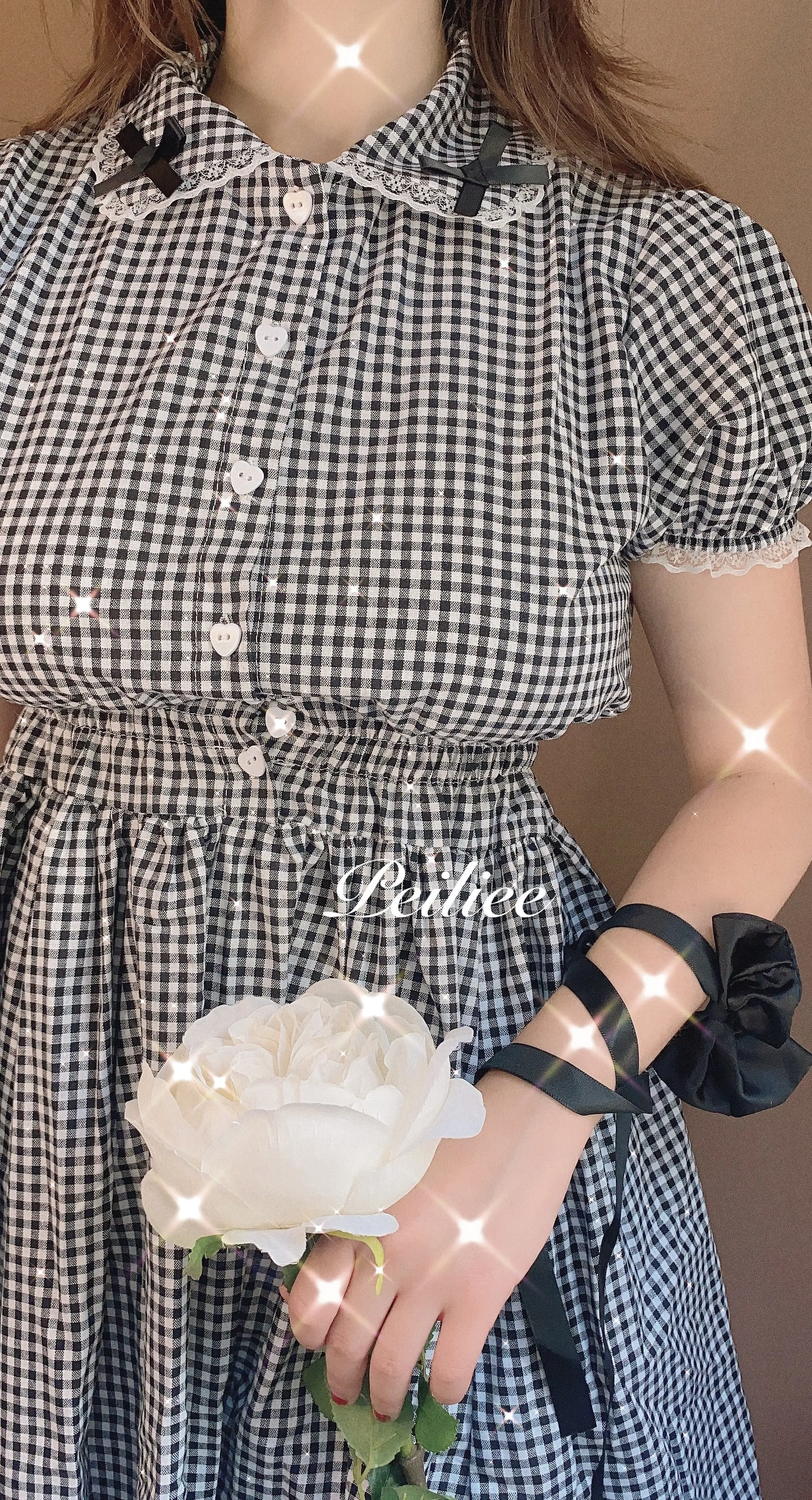 [By Peiliee] Afternoon Tea At Tiffany Gingham Babydoll Mini Dress Lolita 1997 style