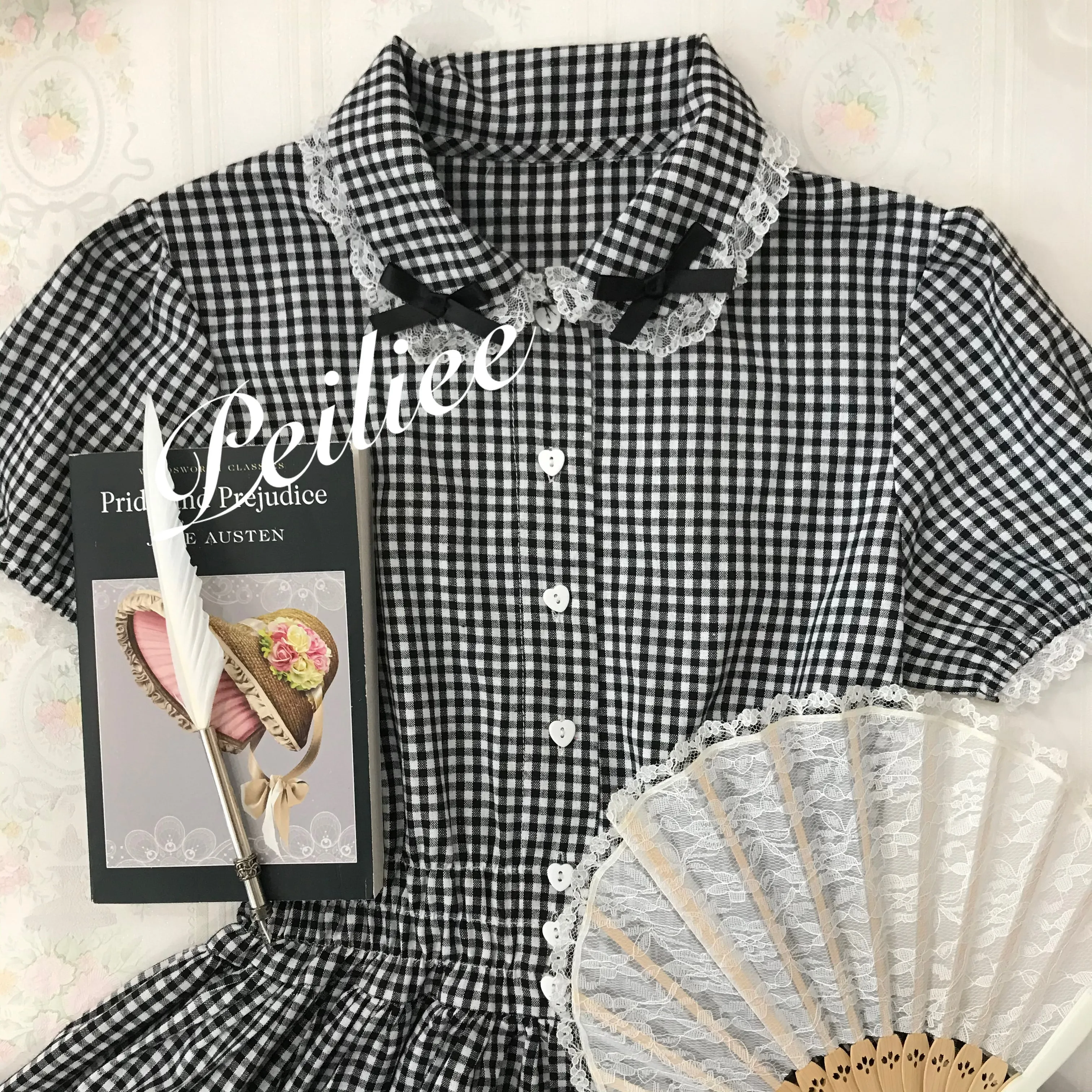 [By Peiliee] Afternoon Tea At Tiffany Gingham Babydoll Mini Dress Lolita 1997 style