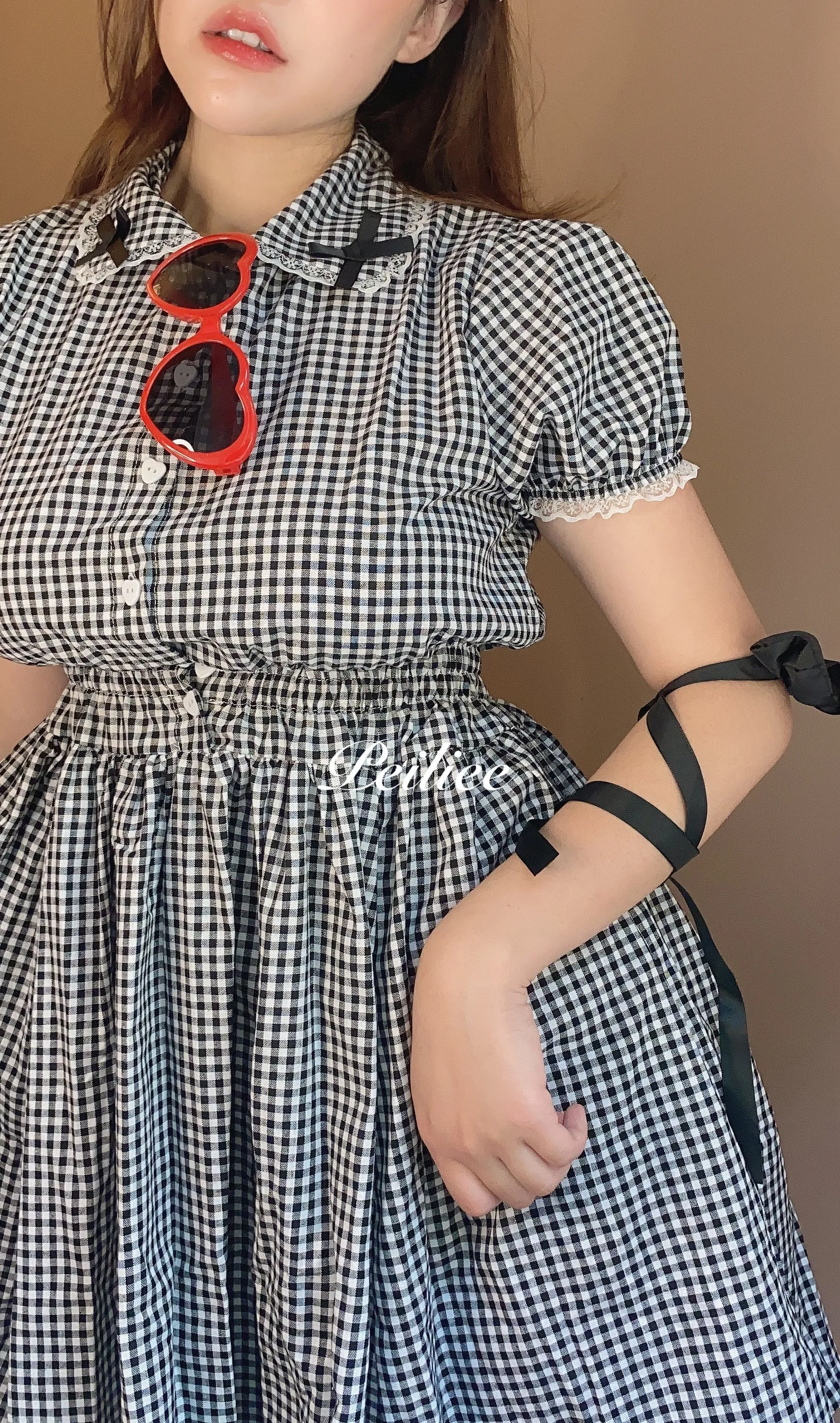 [By Peiliee] Afternoon Tea At Tiffany Gingham Babydoll Mini Dress Lolita 1997 style