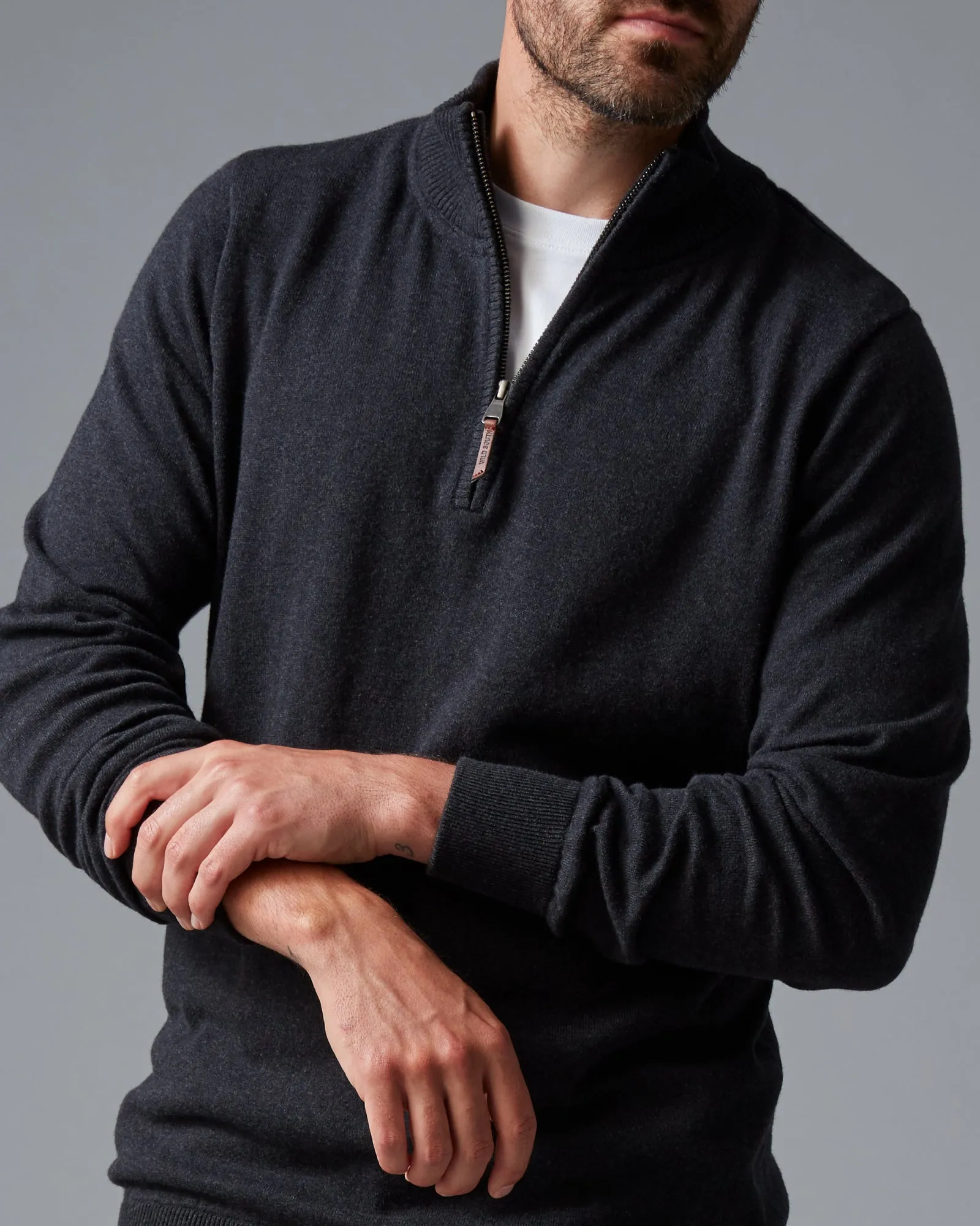 CASHMERE COTTON QTR ZIP KNIT