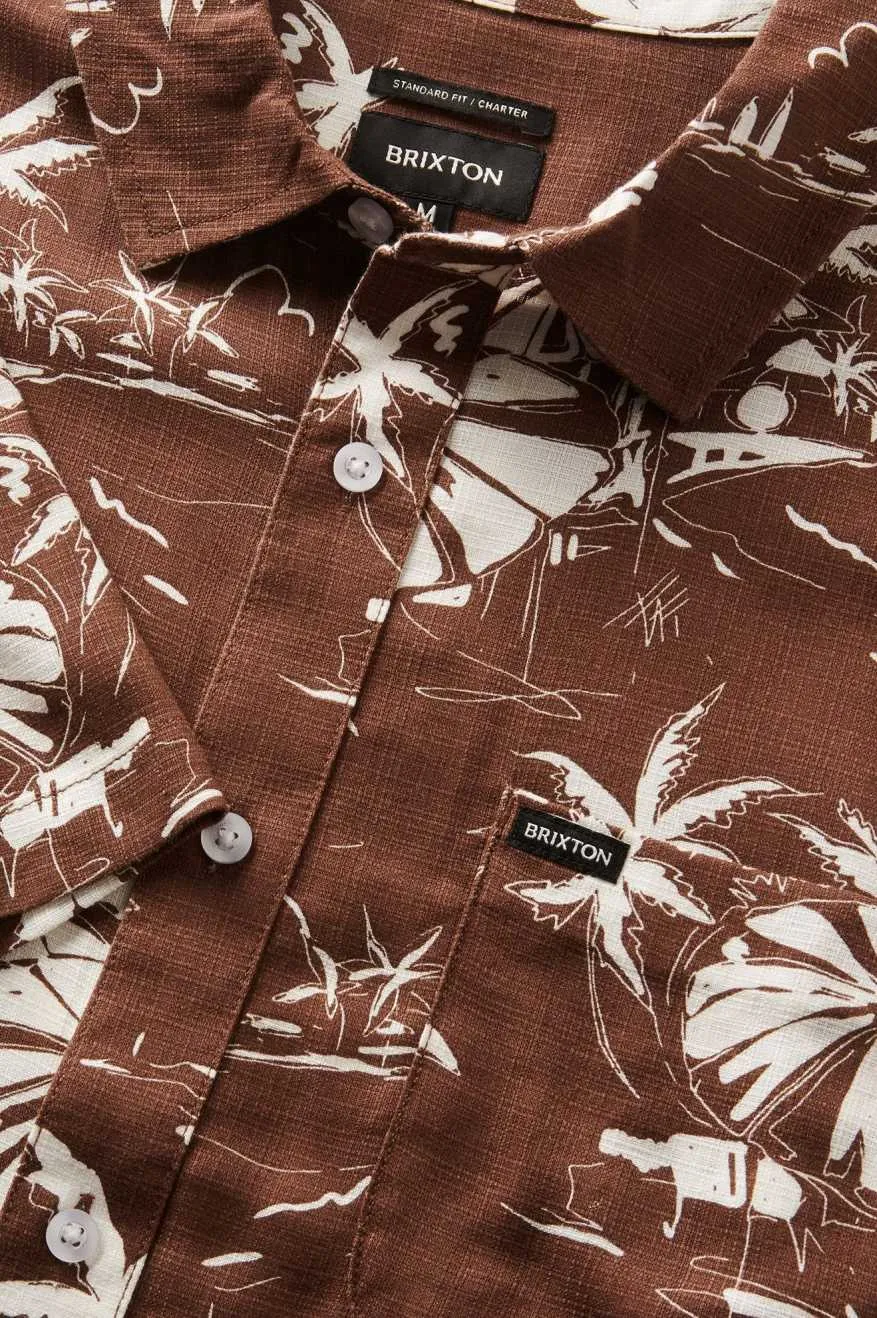 Charter Slub S/S Woven Shirt - Sepia Umbrella Scene