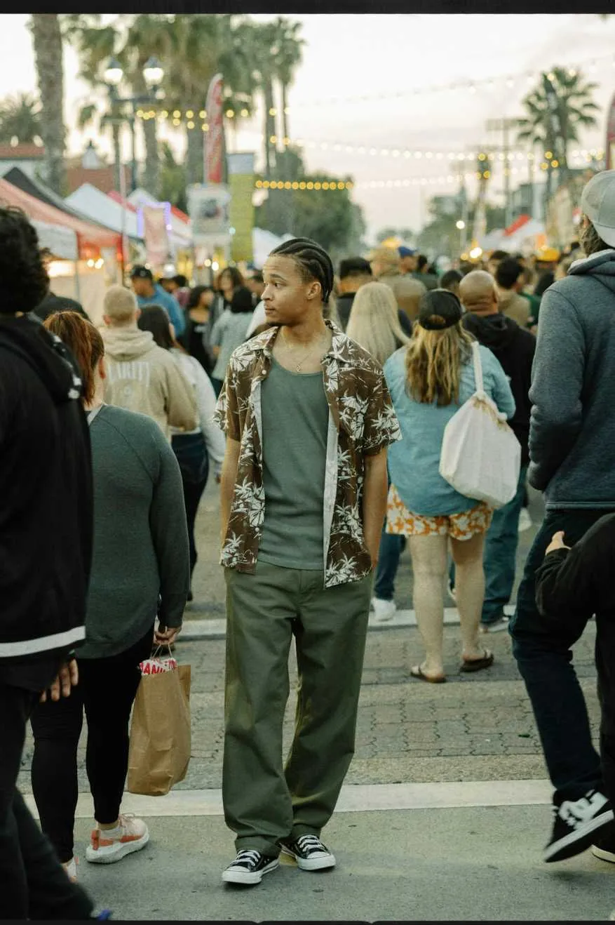 Charter Slub S/S Woven Shirt - Sepia Umbrella Scene