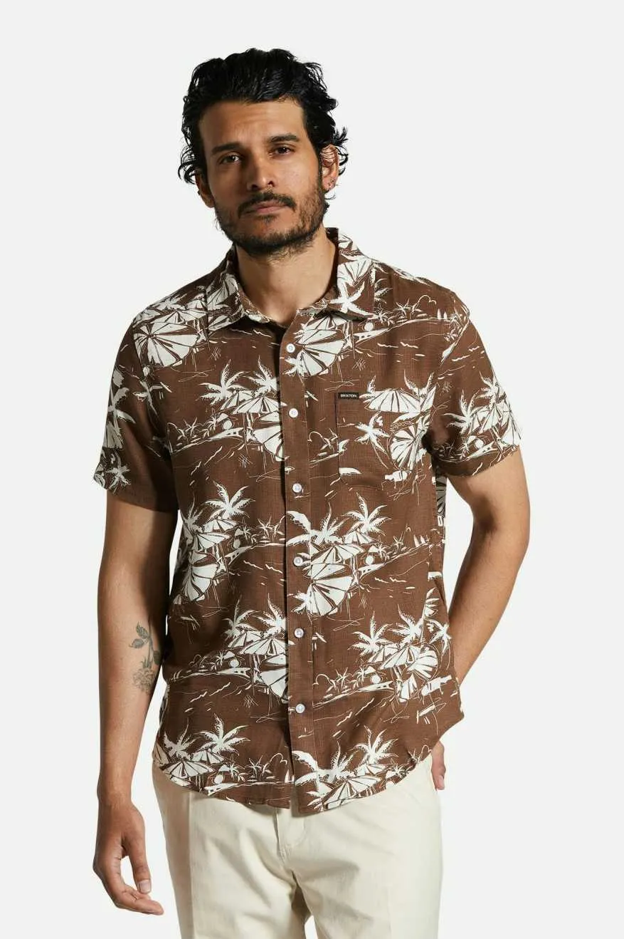 Charter Slub S/S Woven Shirt - Sepia Umbrella Scene