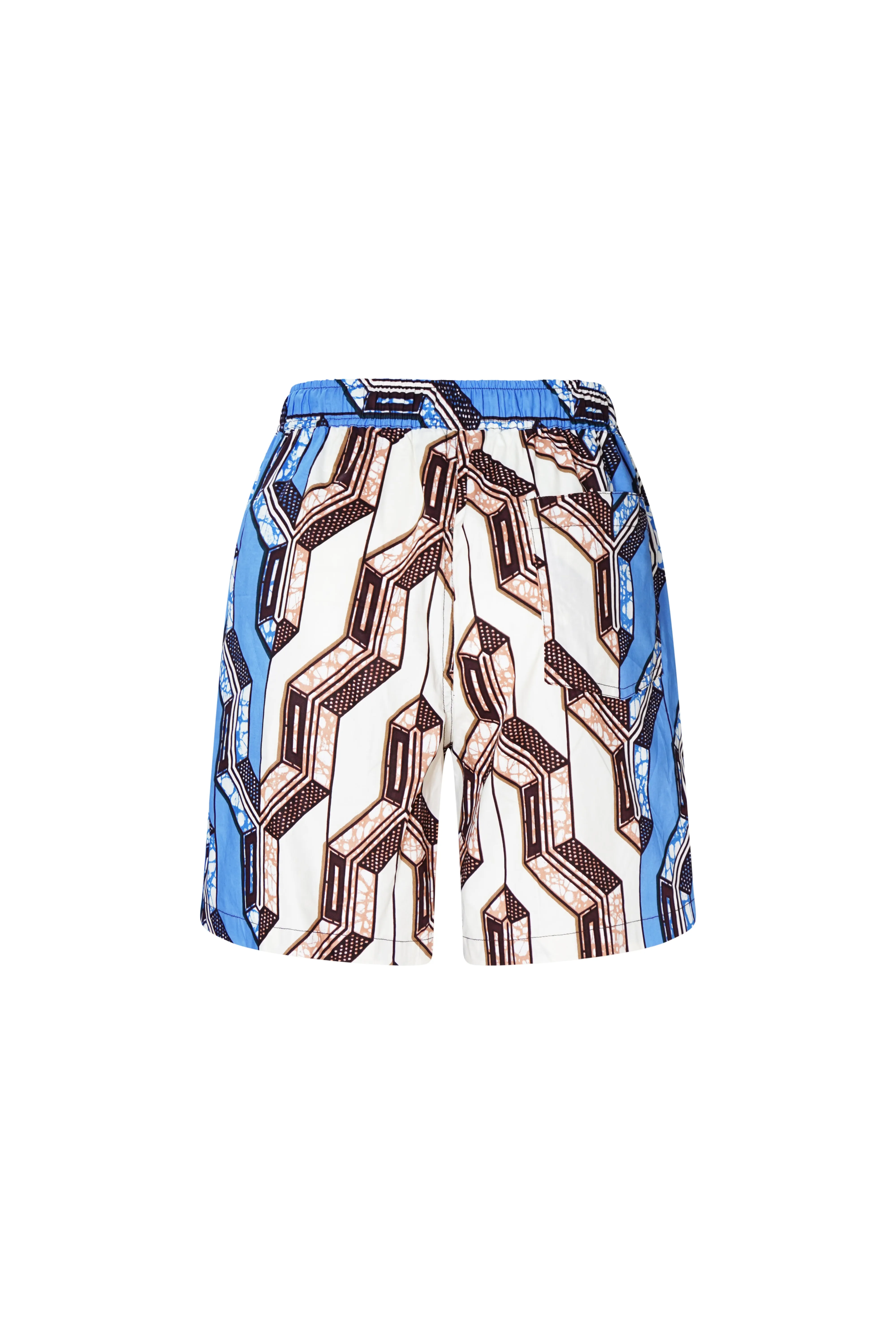 Chinny Shorts - Mix Match Pink and Blue African Ankara Wax Cotton Print