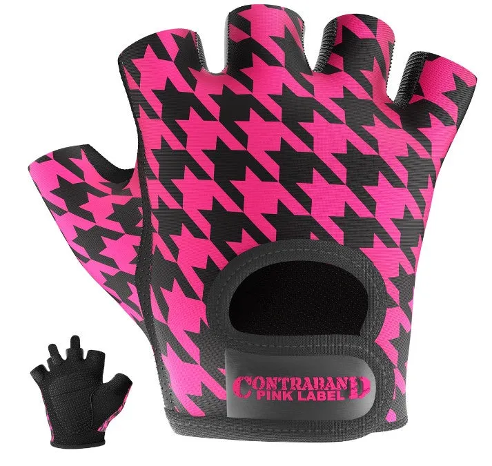 Contraband Pink Label 5257 Womens Design Series Houndstooth Print Lifting Gloves (Pair)